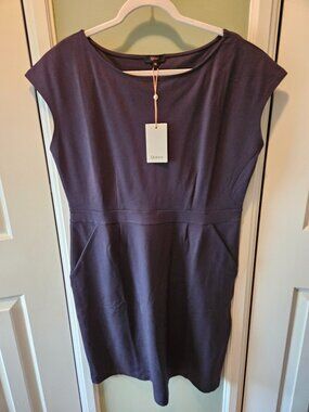 Quince Ultra-Stretch Ponte Cap Sleeve Dress Navy Blue XL NEW Office Career Party